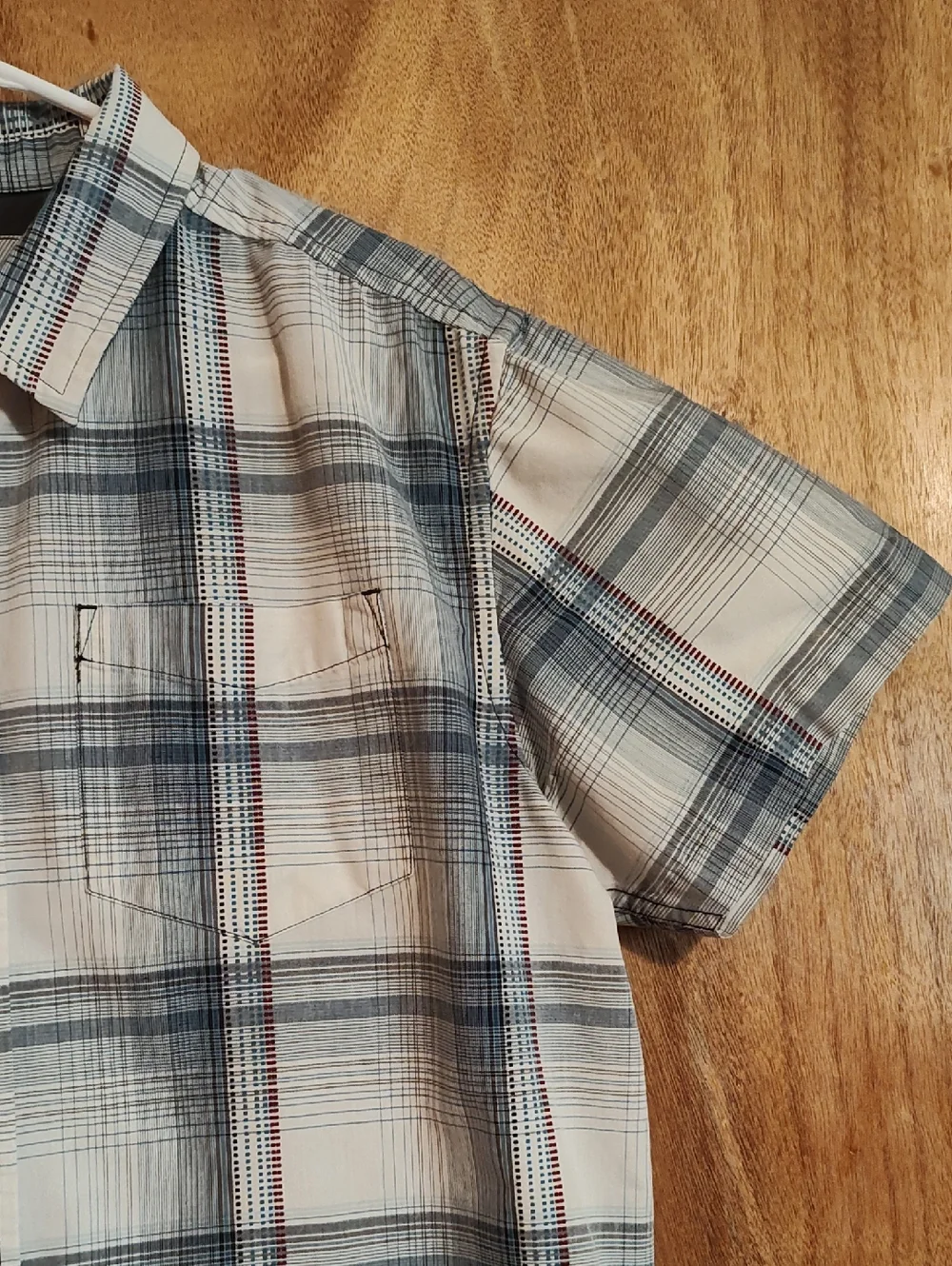 prAna Mens Tamrack Organic Cotton Blend Shirt Blue Plaid Contrast Stitch India L - Picture 4 of 14